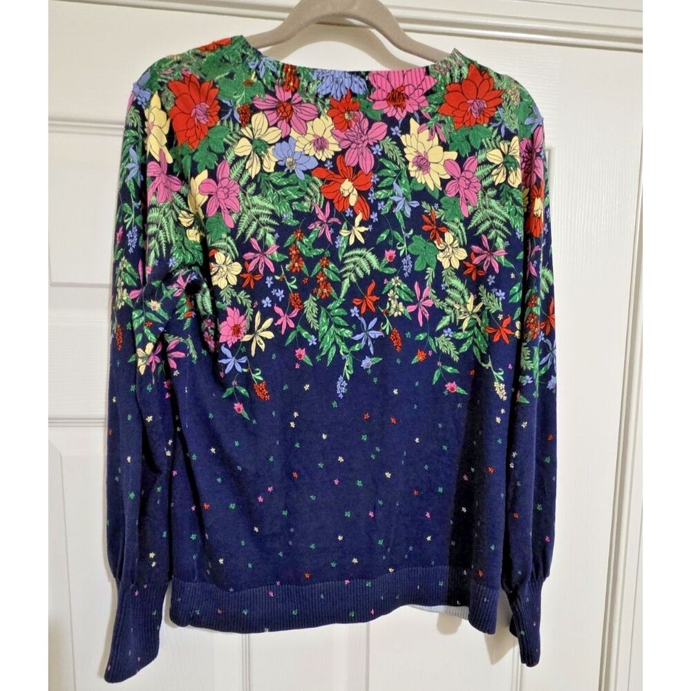 Talbots Cotton Blend Blissful Floral Pullover Sweater Size Medium - Picture 4 of 4